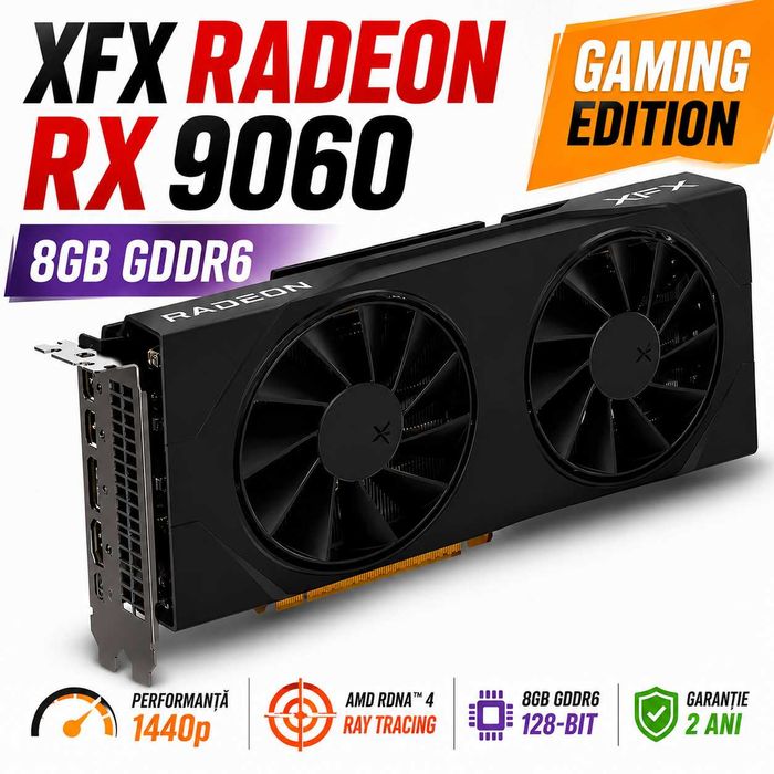 XFX Radeon RX 9060 8GB GDDR6 Gaming | Garanție 2 Ani