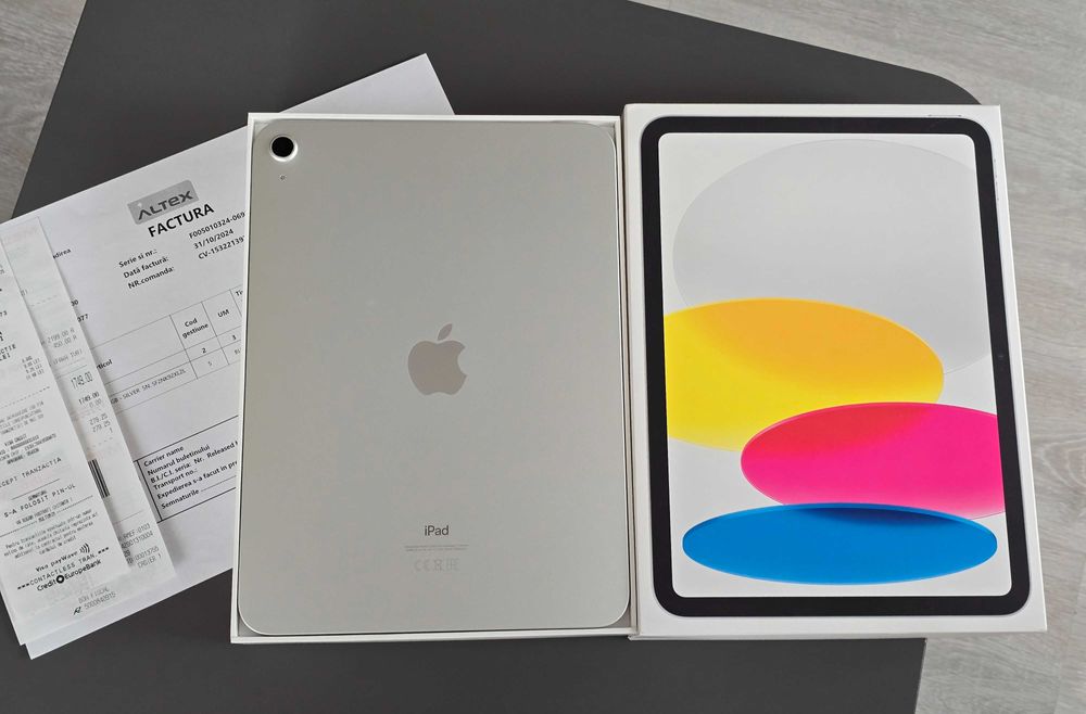 iPad 10 (2022), 64GB, Wifi, Silver, impecabila, factura si garantie