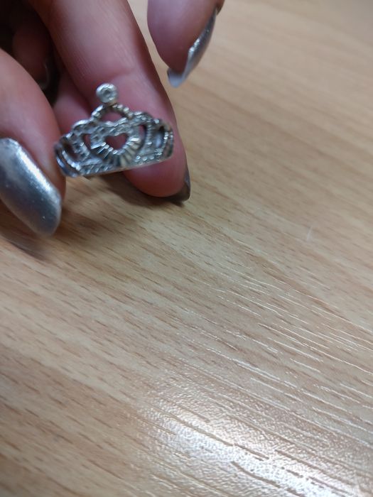 Сребърен пръстен коронка с цирконии