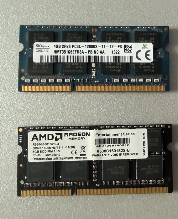 Оперативная память для ноутбука для DDR3 SO-DIMM 4 и 8 Гб