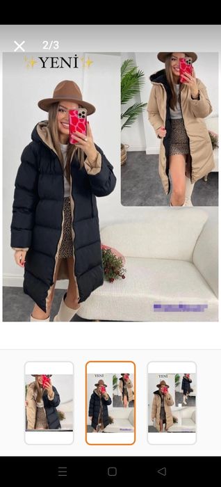 Чисто ново дамско дълго зимно яке двулицево