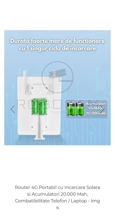 Router WiFi solar, baterie 25000 mAh, panou solar 15W, router WiFi