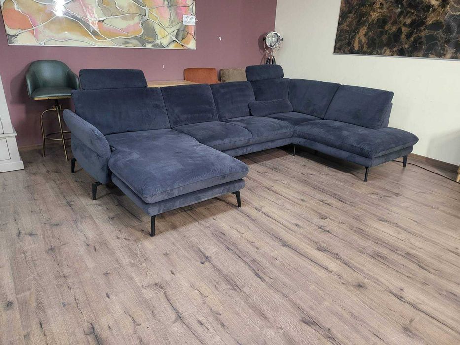 Тъмно сив П - образен ъглов диван Carsten с електрическа лежанка