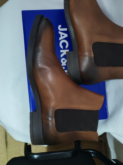 Удобни мъжки боти от естествена кожа Jack&Jones №46, 70 лв