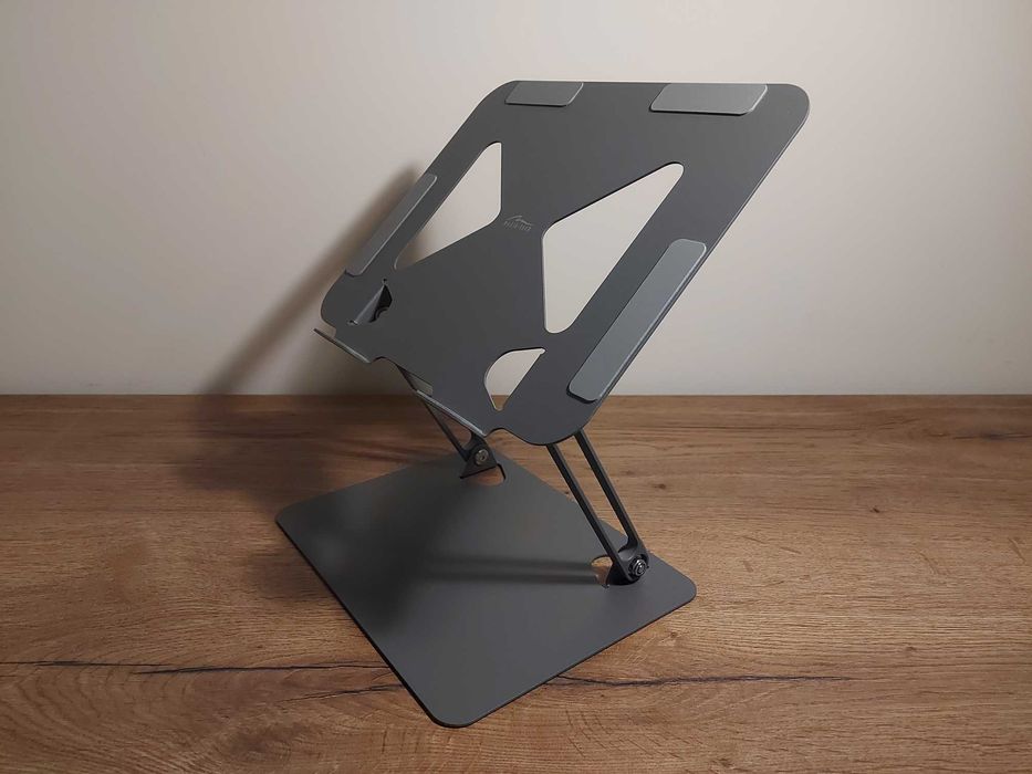 Suport stand metalic laptop sau tableta gri inchis inaltime reglabila