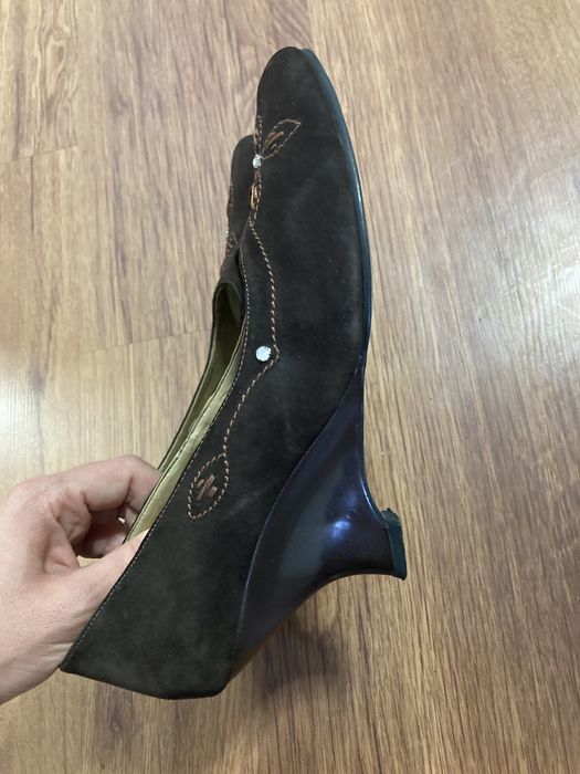 Pantofi piele intoarsa cu talpa inalta, eleganti, 38