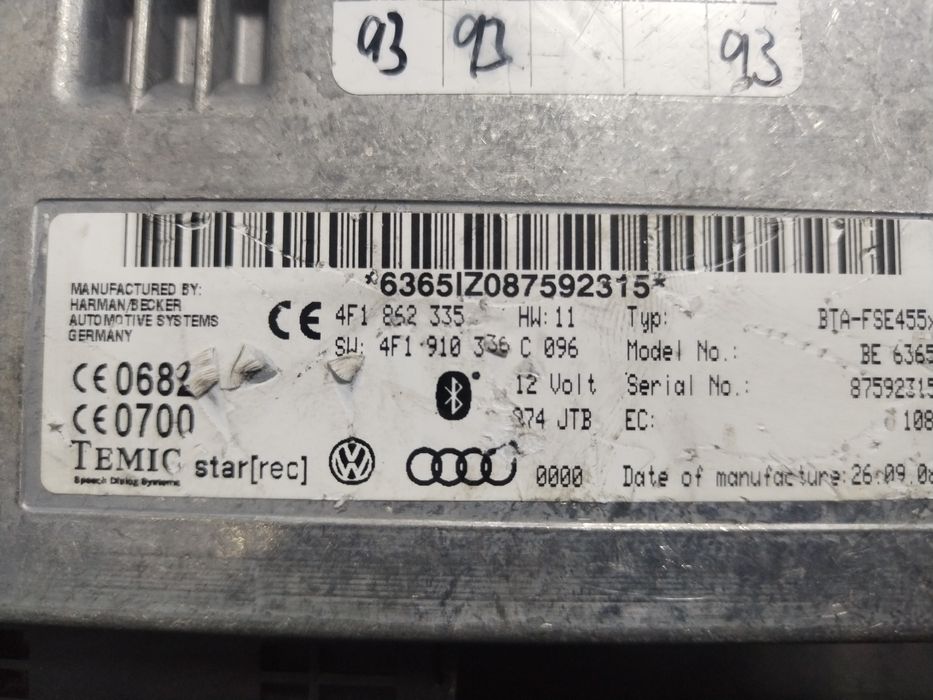 modul bluetooth audi a8 (2002-2009) [4e] d3 3.0 motorina 2008