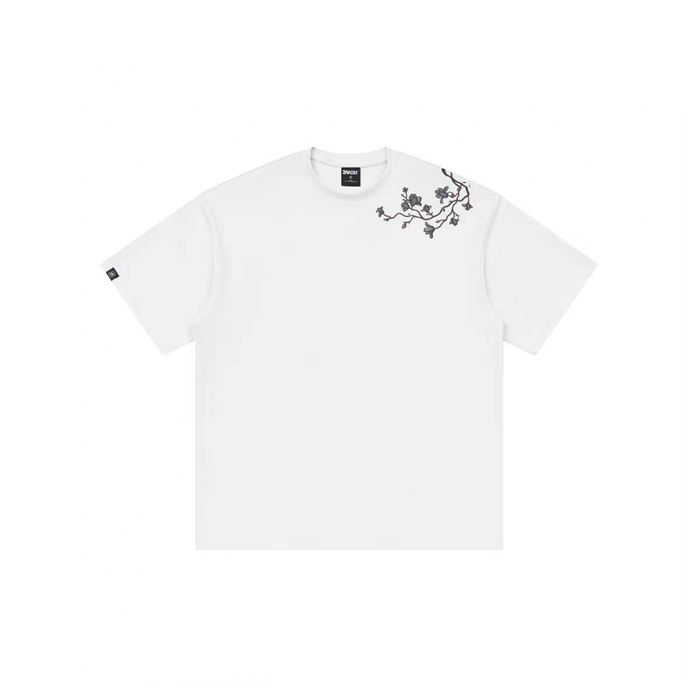 Летняя футболка с вышивкой веткой дерева модная для парней и девушек