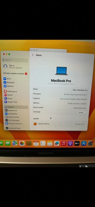Laptop Apple Macbook Pro 13 -i7 -16 gb