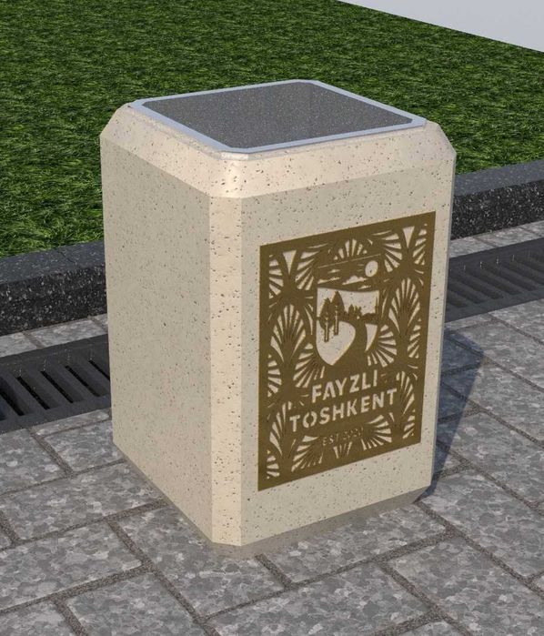 Скамейка мраморная без спинки, урна и лотки
