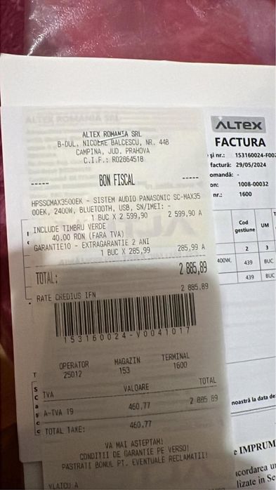 Vand sistem audio panasonic sc max3500EK  2400w +2 ani garantid