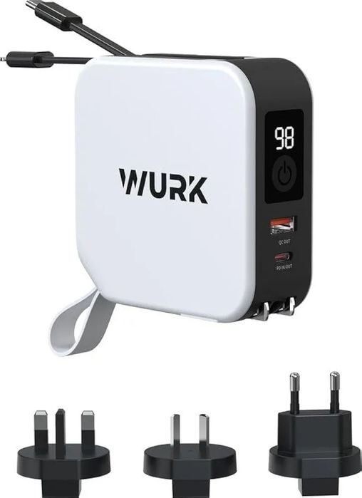 Wurk 5-in-1 PowerPack - Power Bank - Wireless Charger - Travel Plug -