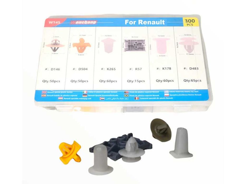 Крепежни елементи и щипки за RENAULT кутия - 300 бр.