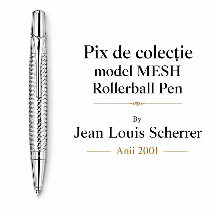 Pix stilou Rollerball Ballpoint pen "Mesh" By Jean Louis Scherrer 2001 - Model rar aniversar de colectie