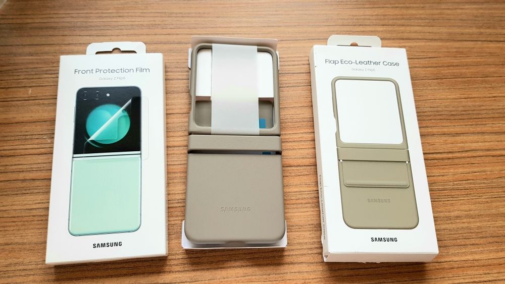 Husa Flap Leather+Folie Originala Samsung Galaxy Z Flip 5!Noua!PROMO