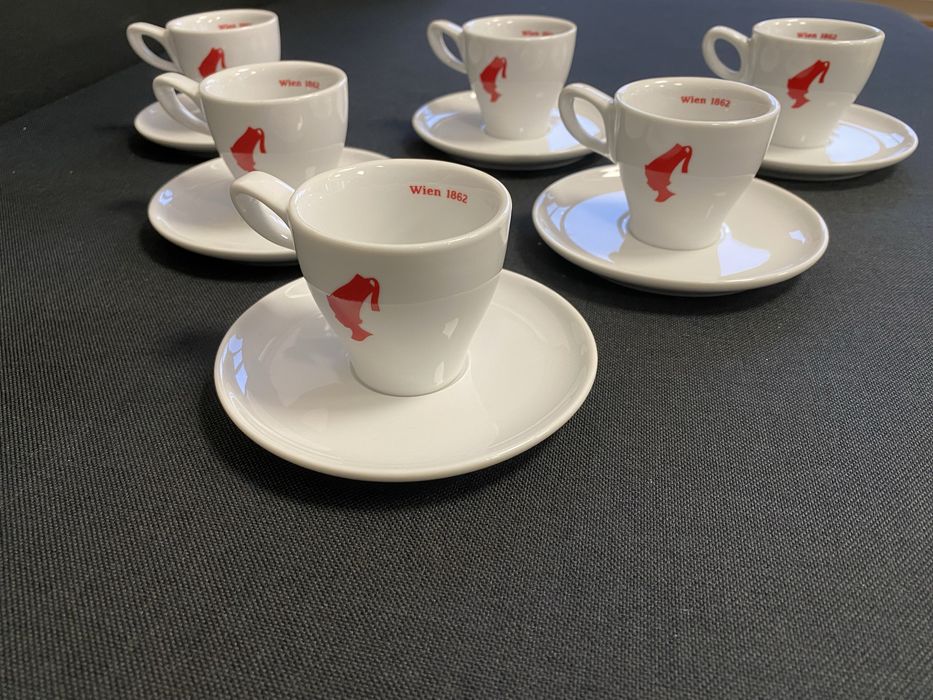 Set 6 cești de espresso lung Julius Meinl, albe, standard, de 90 ml.