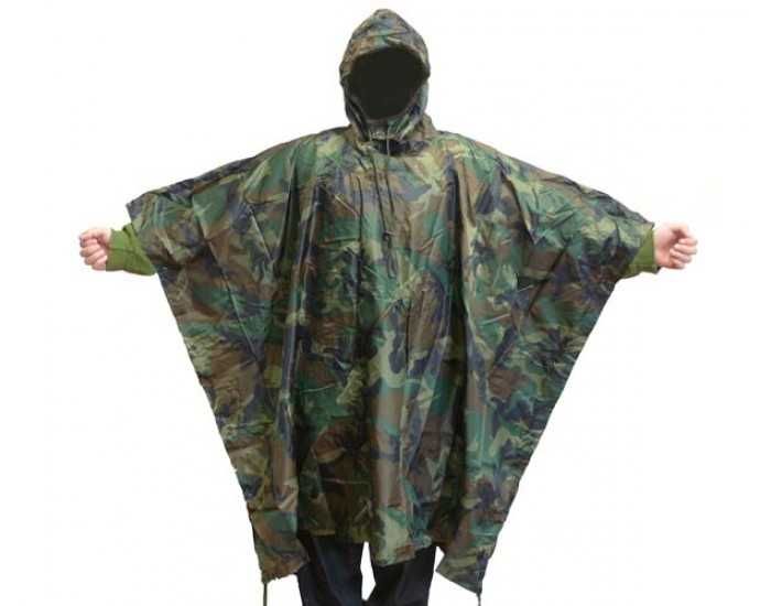 Pelerină MFH Militar US Poncho Woodland Vânătoare Pescuit Camping NOUA