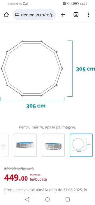 Piscina 305x76, cu filtru și copertina