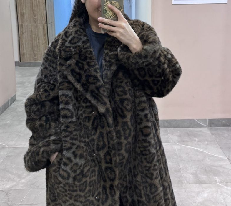 Шуба эко леопард