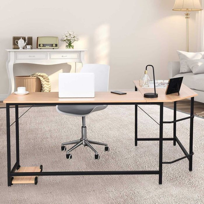 Компютърно бюро  ъглово, подложка за крака стойка компютър н137