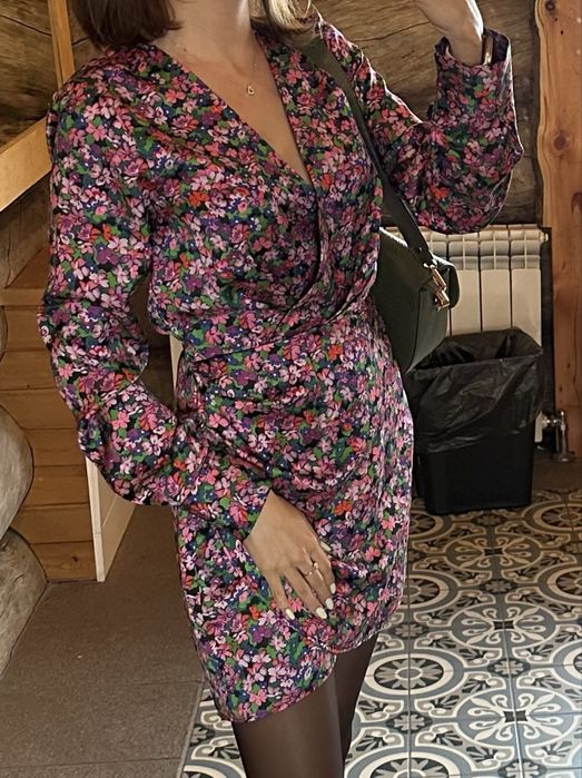 Платье атласное zara