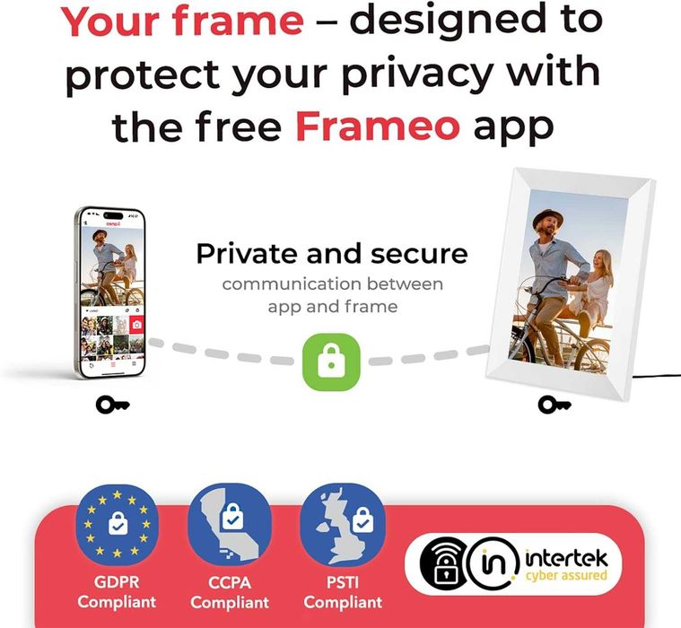 Frameo Бяла 10,1-инчова смарт WiFi цифрова фоторамка, цифрова фоторамка Wi-Fi с 32GB памет и SD слот
