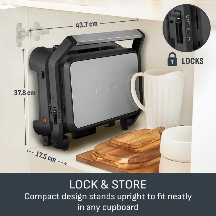 Tefal SuperGrill 3в1 XL, Вътрешен грил, незалепващи плочи, GC520DG1