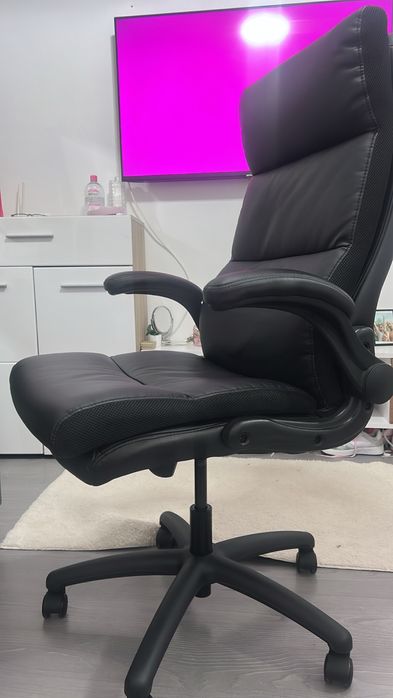 Scaun birou – Negru, piele ecologică, reglabil