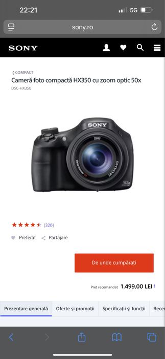 Aparat foto Sony DSC HX 350