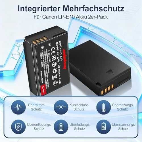 Нови LP-E10 батерии 2 броя за Canon EOS 2000D 4000D 1100D 1200D фото