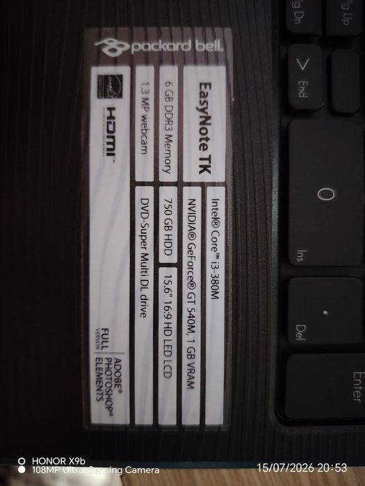 Игравой ноутбук packard bell сотилади  90$.