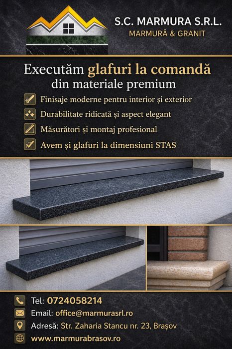 Executam la comanda galfuri blaturi marmura granit qurtz scari