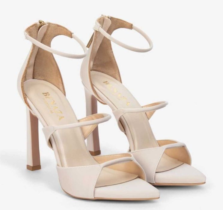 Sandale de satin cu barete si fermoar BENAZA.