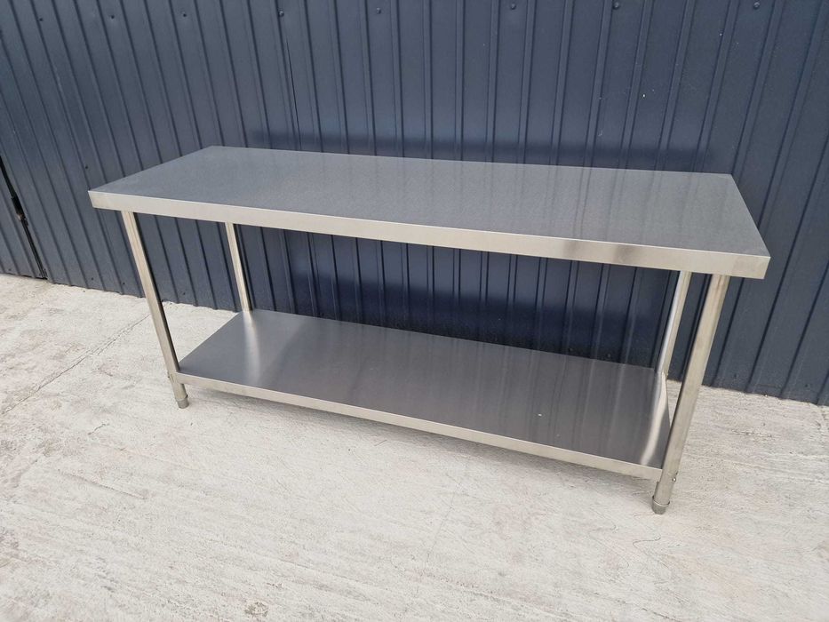 Masa inox cu rebord cu 1 poliță 160x70x85 cm,transport gratuit
