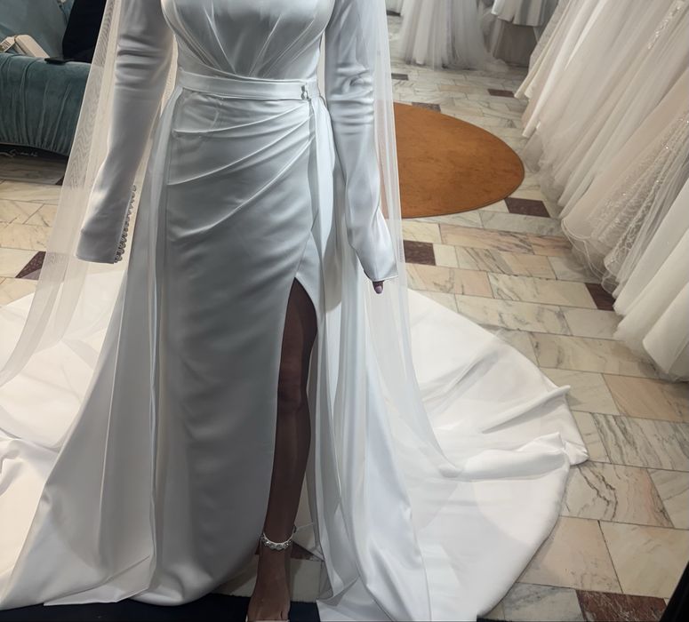 Trenă detașabilă pentru rochie de mireasă – tafta