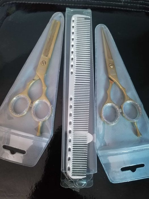 Set Foarfeci profesionale jaguar tuns filat pieptăn 5,5 auriu