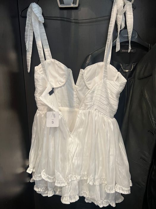 Rochie alba matase corset marime S