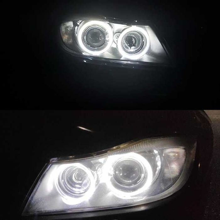 БЕЛИ LED крушки Angel Eyes ангелски очи за BMW E90 E91 E92 с Canbus гр ...