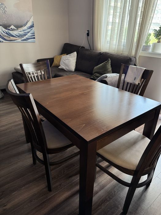 Трапезна маса + 4бр столове 120/80см (+35см)