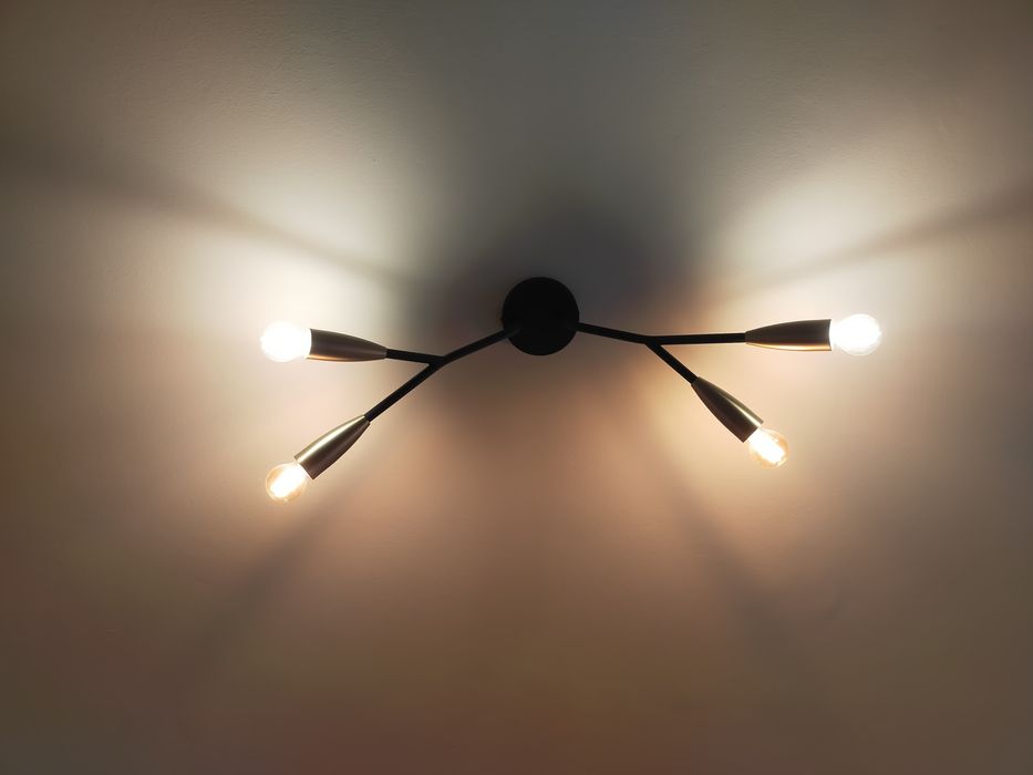 Lucande Carlea plafonieră, alamă-negru, 4 becuri