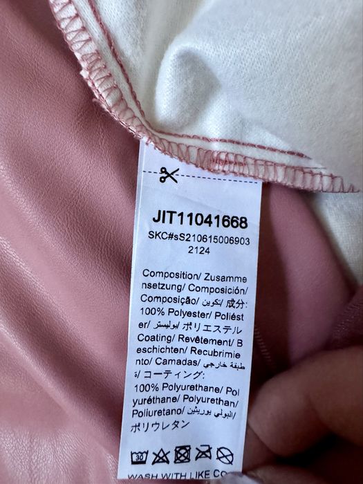 Shein Pantaloni drepti din piele PU artificiala cu talie inalta roz