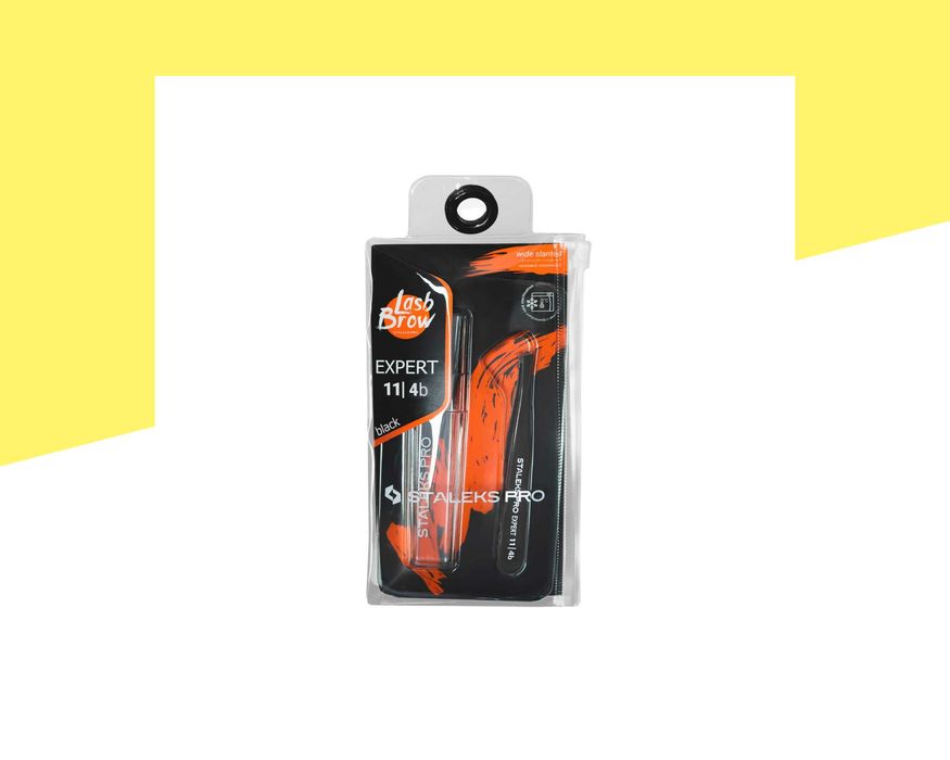 Професионална скосена пинсета за вежди Staleks Pro Expert TE-11/4b