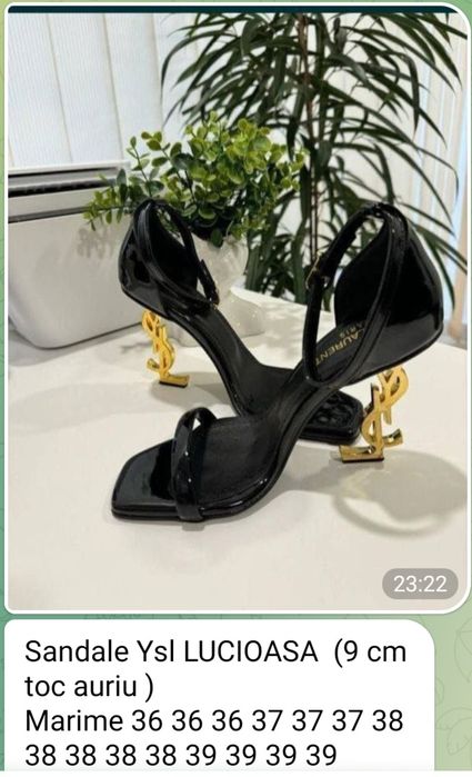 Sandale Ysl LUCIOASA  (9 cm toc auriu )
Marime 36 36 36 37 37 37 38 38