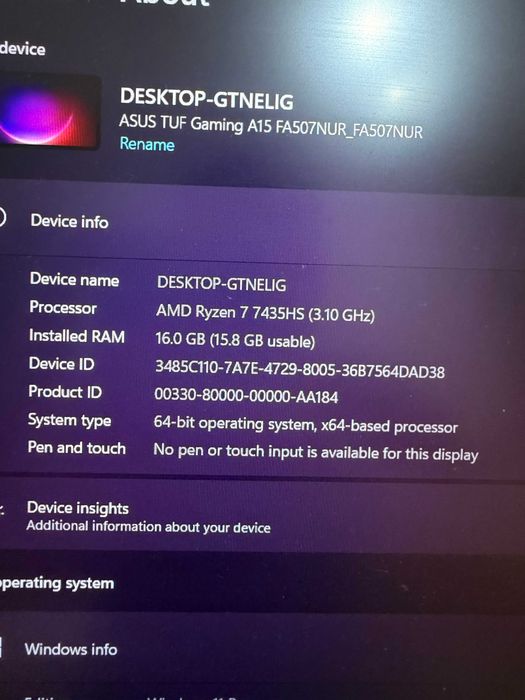 Laptop Gaming ASUS TUF A15