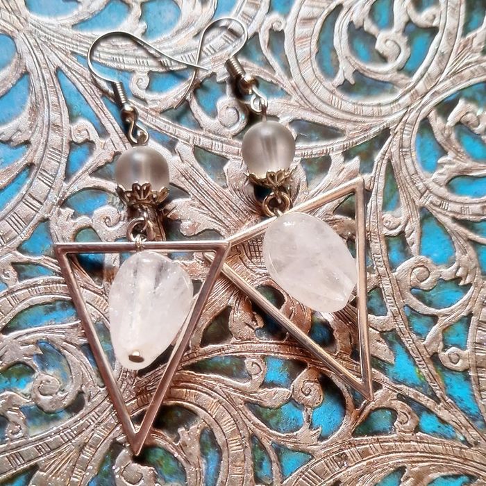 Обеци-кристали, пентаграм, Demon slayer, луна, готик, бохо, молец