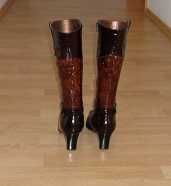 cizme din piele naturala de curcan lacuita grena marimea 37