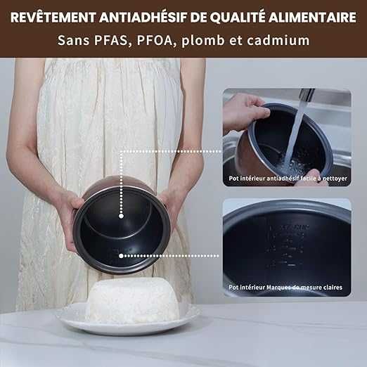 Aparat de gătit orez de 1,0 l cu abur, 6 funcții de gătit