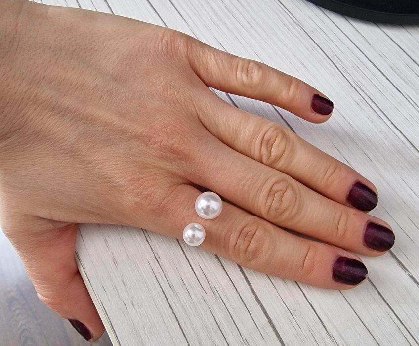 Inel cu perle din otel inoxidabil - nou