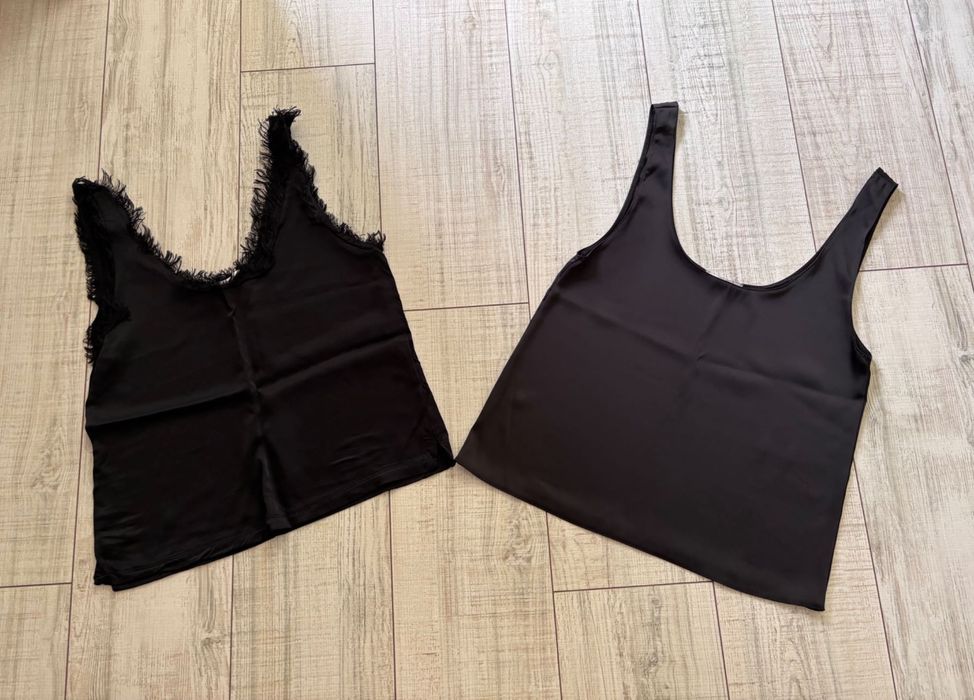 Стилен черен топ сатен ZARA