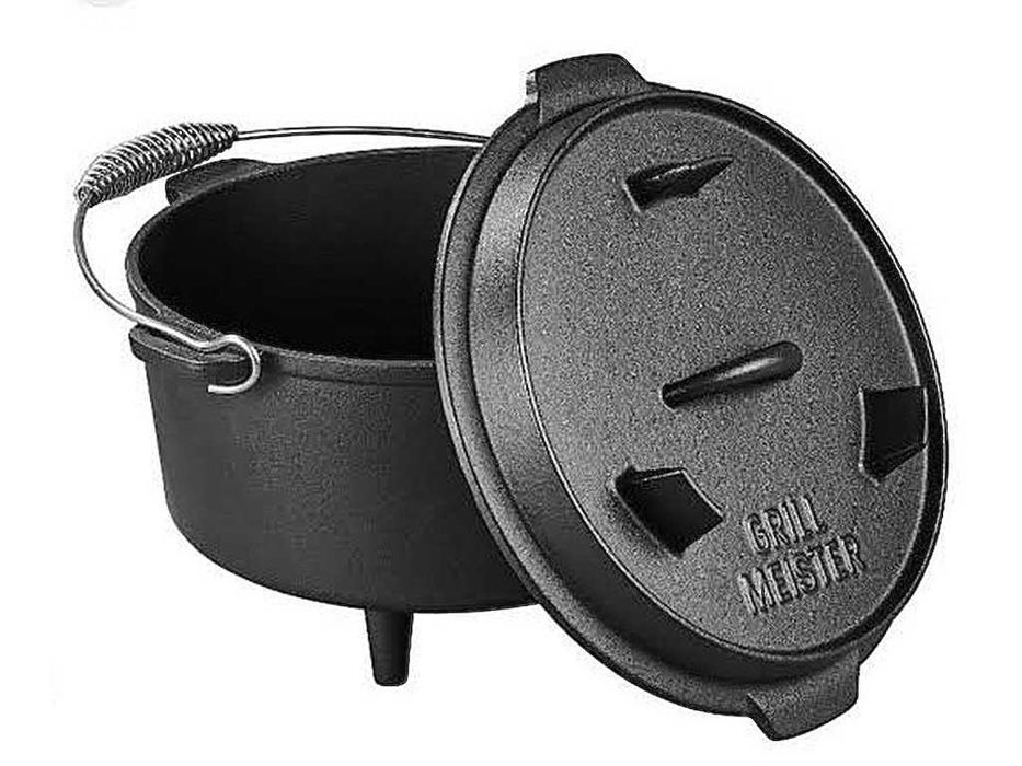 НОВА! Чугунена тенджера холандска фурна Dutch Oven 4.2 л с грил капак за барбекю и огън